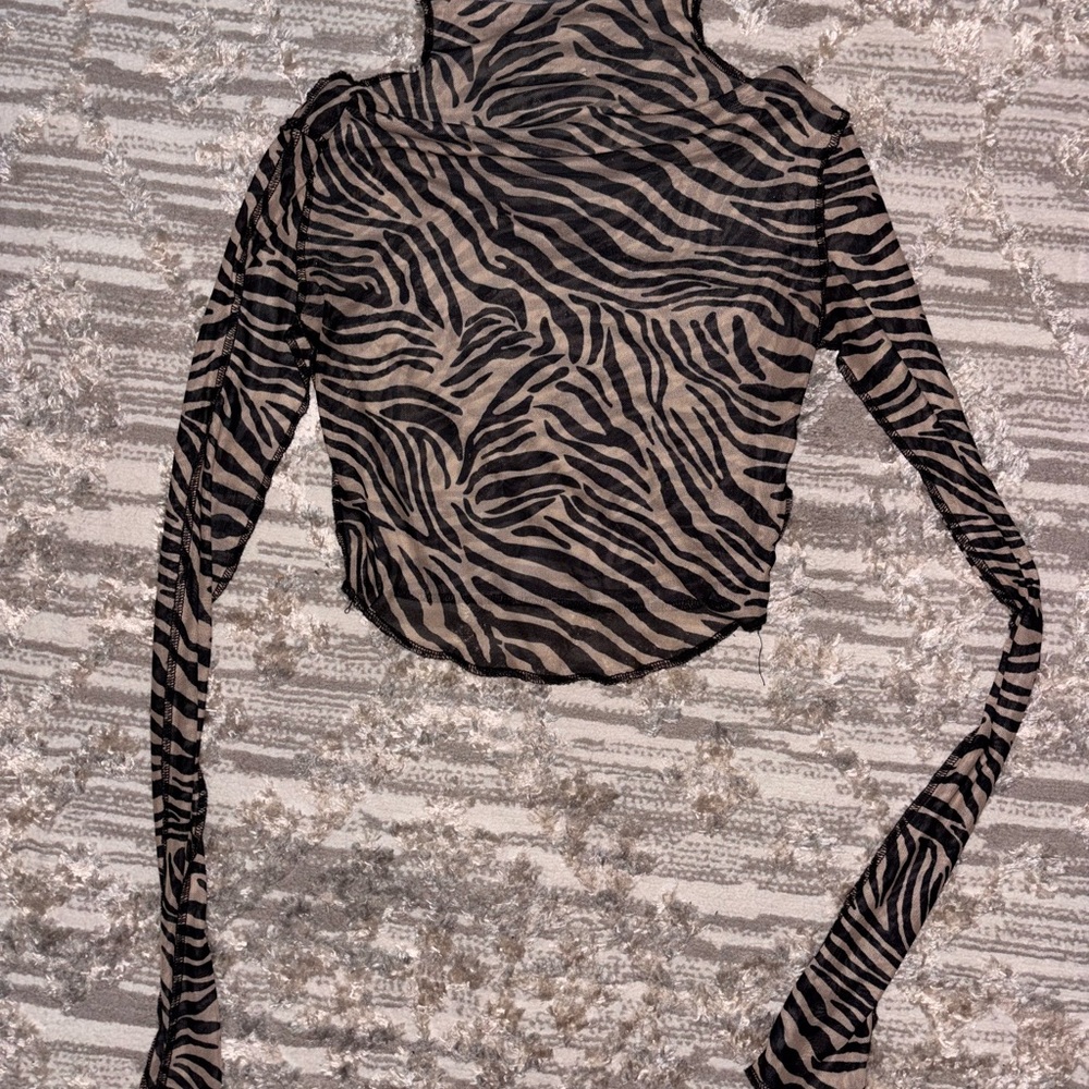 Zebra Print Sheer Long Sleeve Top